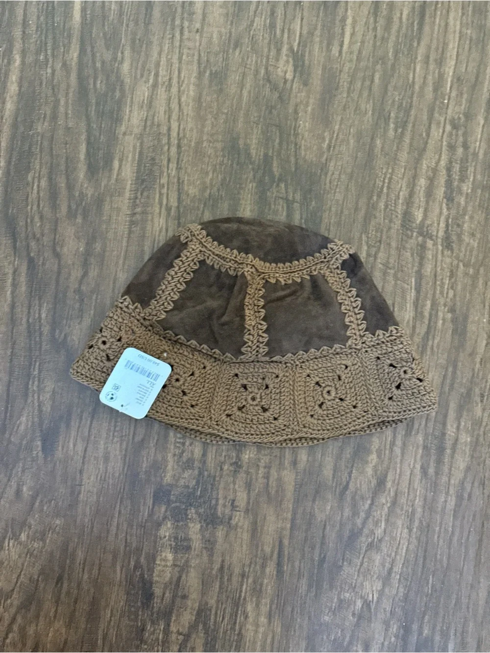 Free People Brown Crochet Trim Bucket Hat